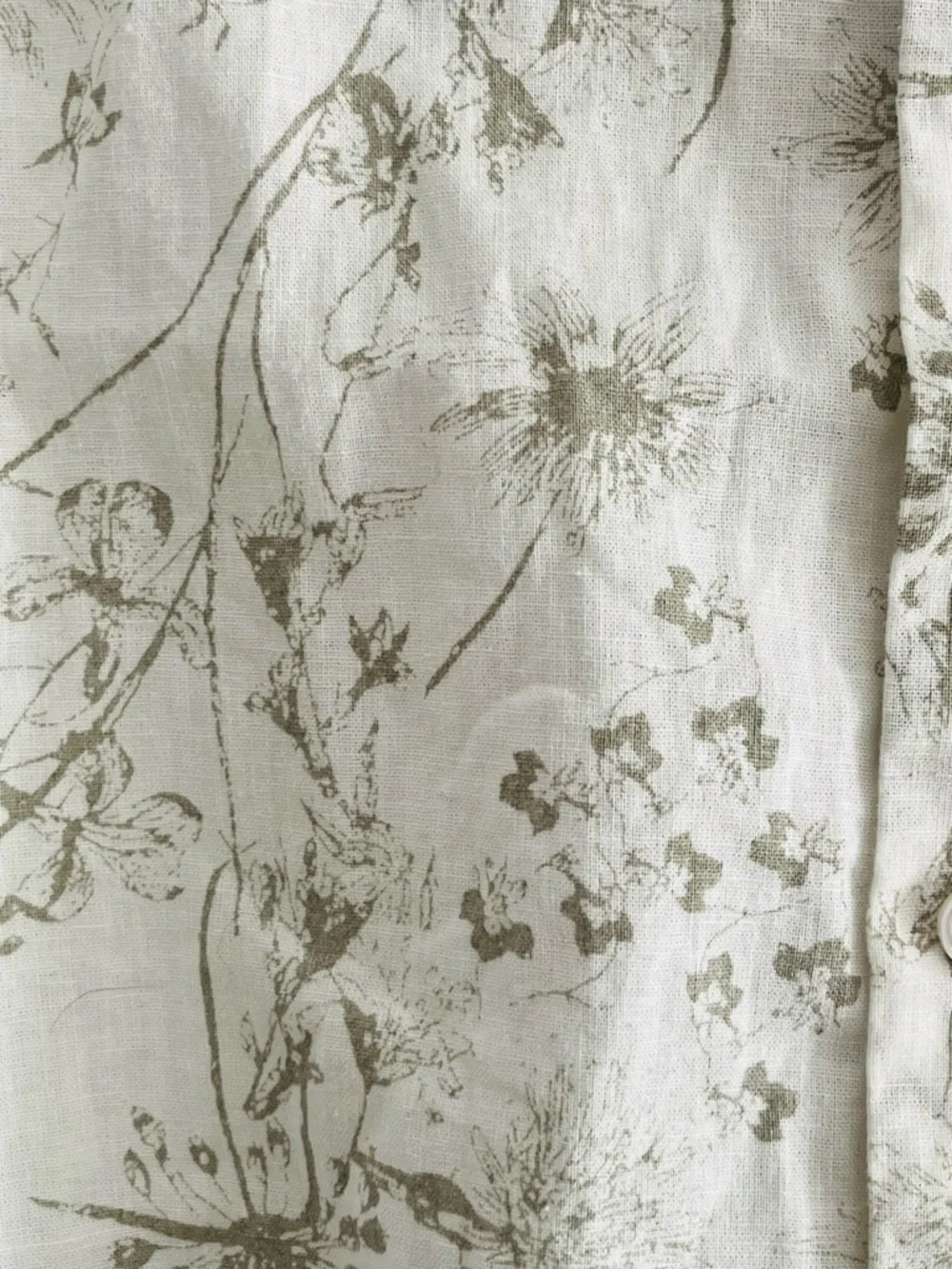 GUESS Sage Green Floral Linen Blend Short Sleeve Button Down Shirt - Picture 4 of 8
